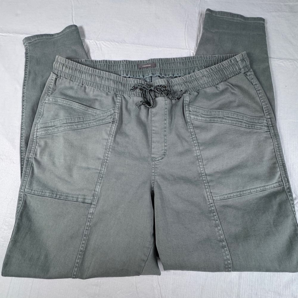 Maurices Plus Size 1X Olive Green Jogger Utility Pants Elastic Waist Tapered Leg